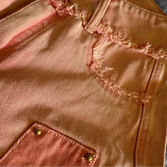 AKIRA Women’s Two-Tone Cargo Jeans Peach Coral Wide Leg High Waist XS NWT - Picture 10 of 12